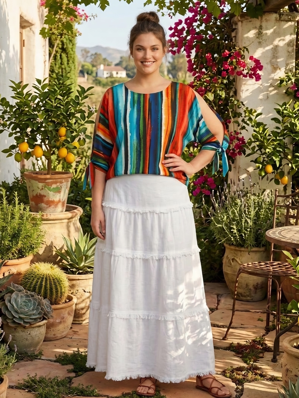Worthington White Tiered Maxi Skirt